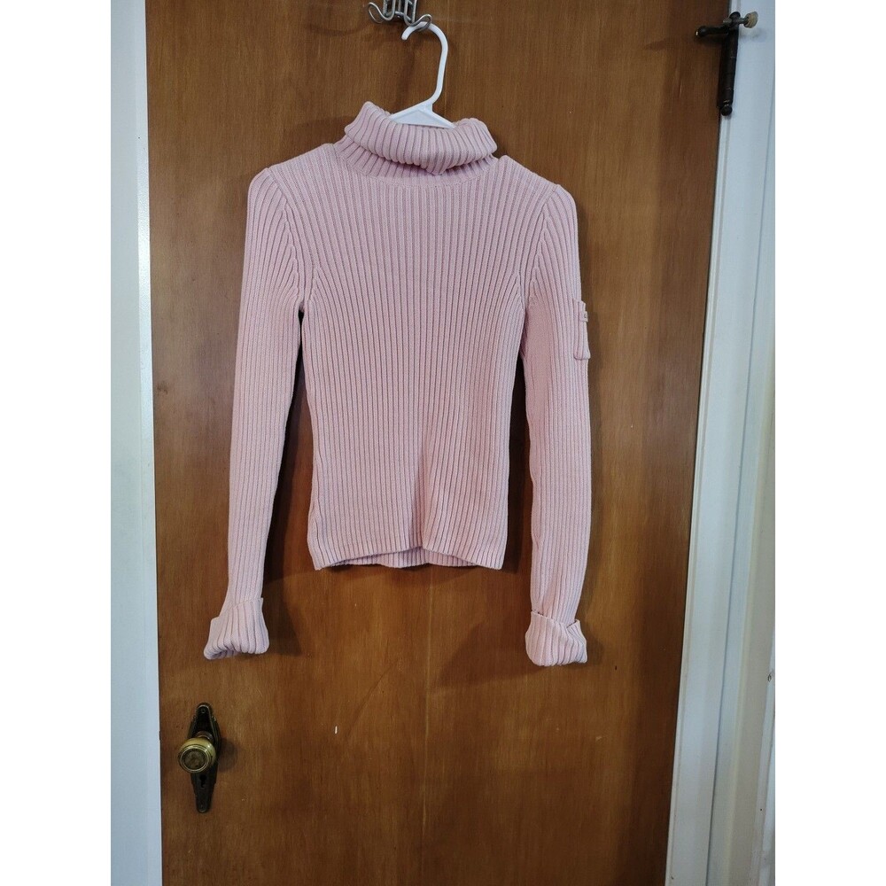 DKNY jeans knit turtleneck womens sweater Y2K size Small Baby Pink